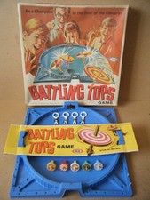 Vintage "BATTLING TOPS" Spinning Tops family game. By Ideal Games 1968. Complete