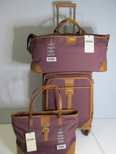 Hartmann Women's Luggage 3 Piece Extended Trip Set-Burgandy & Saddle Leather-NWT