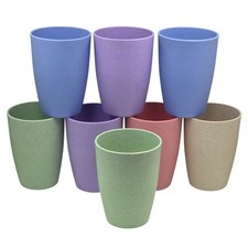 8 x Childrens Drinking Cups Kids Durable Plastic Tumblers 250ml Coloured