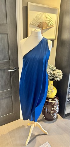 Blue silk cocktail dress - blue,