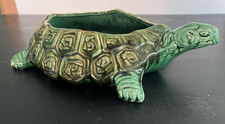 Rare Large Green Turtle McCoy Pottery Planter 12 1/2" x 8 1/2" Flat Unusual Shap