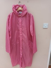 Vtg Rustly Noisy Nylon Long Coat Mac Size XL / 54" Chest Hooded with Pockets