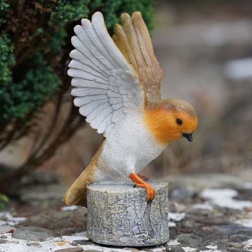 Winged robin resin statue home - resin,
