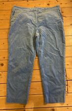 Boden Trousers Size 18 Blue Cord Corduroy Wide Pleated Straight Crop Leg