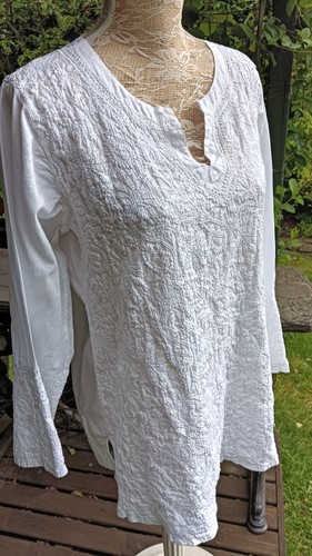 Tunic top white paisley - top,