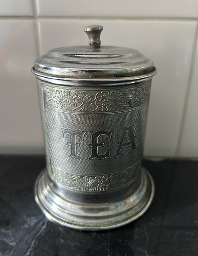 Vintage retro silver metal - silver, tea