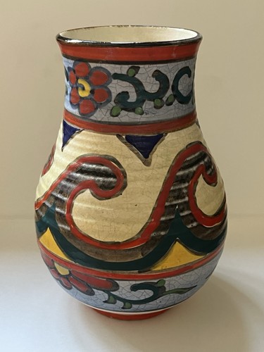 Art deco hand painted vase - hand-painted,