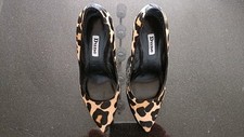Dune Leopard-Pony High Pointed Court Shoes size 2 / 35 - with spare heel tips