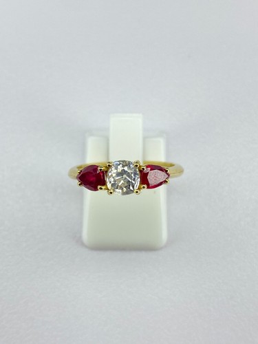 Diamond ruby stone ring - diamond,