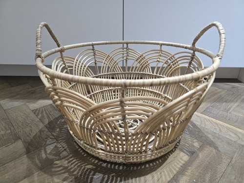 Woven rattan ornate basket - woven,