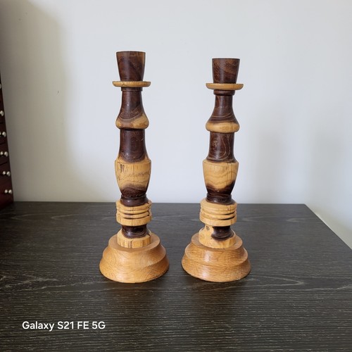 Superb wooden candlestick - wooden,