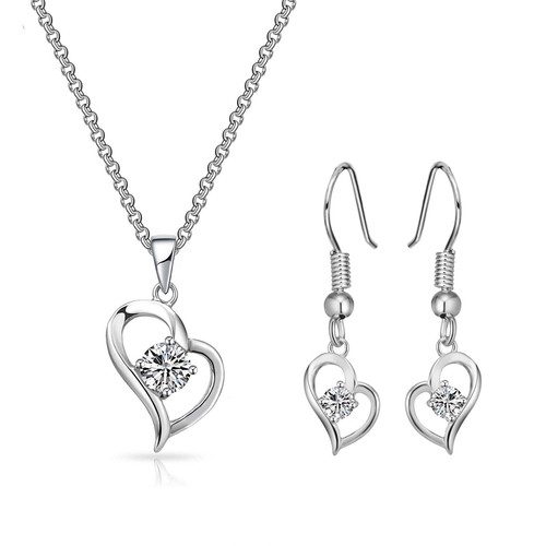 Heart necklace and earrings - heart,
