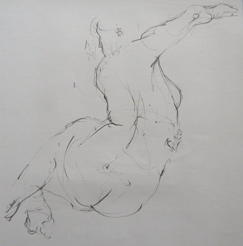 Pencil female nude drawing - pencil,