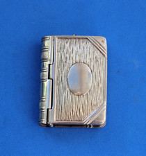 Antique 19th Century Silver Plated Vesta Case in Book Design vgc
