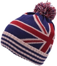 Union Jack Bobble Hat  Knitted