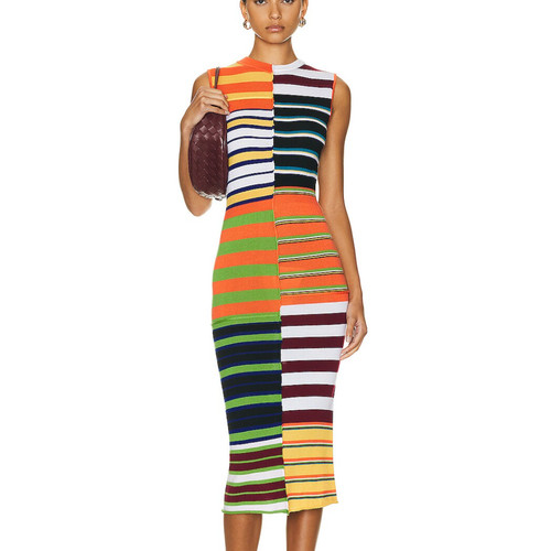 Marni mixed striped midi dress - striped,