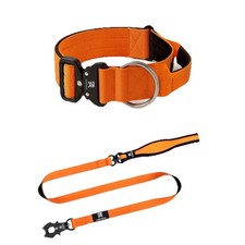 Heavy Duty Tactical Dog Collar  with Metal Buckle & Handle  Nylon & Lead Set