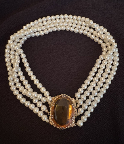 Multi strand faux - pearl, beaded