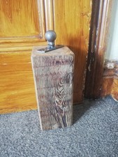 Handmade Rustic Bespoke Solid Wooden Metal Handle Door Stop Reclaimed Wood