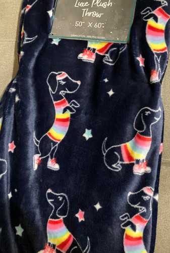 Navy blue dachshund rainbow - blue,