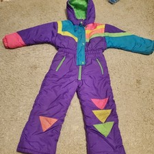 Vintage Retro Kids Snowsuit 70/80s Colorblock With Flaws