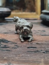 antique cold painted bronze dog indistinctly signed 7cm cockapoo type dog?