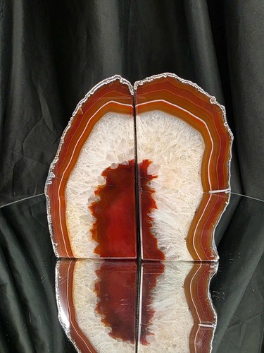 Red agate silver edge quartz - agate,