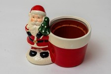 CHRISTMAS SANTA NOVELTY PLANT POT HOLDER HAS INNER POT FOR PLANT