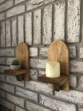 2x Handmade Wooden Wall Sconce
