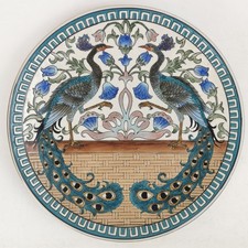 Past Times Decorative Plate Peacocks & Floral Pattern 10" Wall Display De Morgan