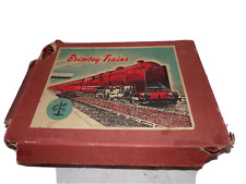 VINTAGE UK BRIMTOY TRAIN CLOCKWORK TRAIN SET WITH BOX