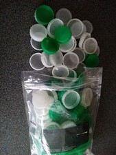 Tops Milk Bottle Caps Plastic Lids Crafting Green Clear X120+ Used Joblot