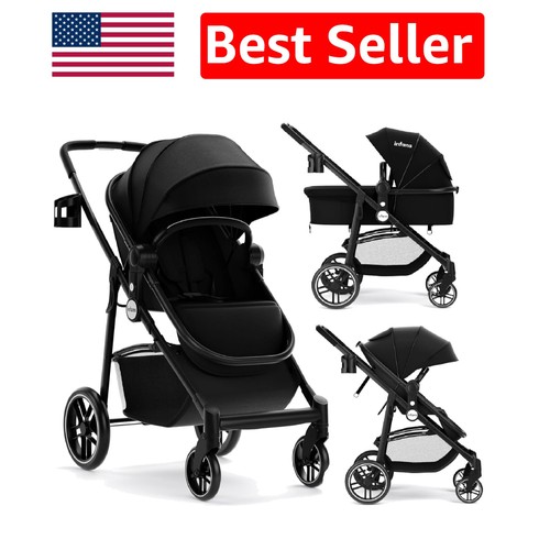 Versatile black pushchair with - versatile,