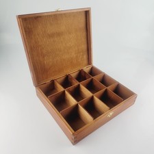 Wooden tea box with 12