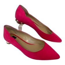 White House Black Market 6.5 M Bellamy Ballet Flat Shoes Pink Faux Suede WHBM