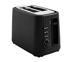 Ribbed 2 Slice Toaster 7 Browning Controls with Reheat Defrost Black