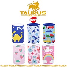 Kids New Designs Money Coin Box Tin Savings Cash Piggy Bank Charity UK FREE P&P