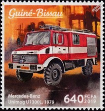 1979 MERCEDES-BENZ UNIMOG U1300L Fire Engine Truck Firefighting Stamp #102