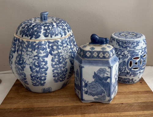 Vintage blue white porcelain - &,