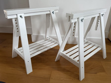 2 x IKEA MITTBACK ADJUSTABLE TRESTLE TABLES WHITE COMPUTER TABLE DESK