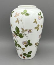 1980s Wedgwood Wild Strawberry Vase 21cm Bone China Made in England