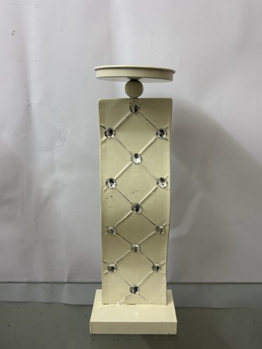 Tall white metal candle holder - white,