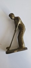 Vintage Solid Brass Golf Golfer Figure Figurine / Ornament 20cm Tall Vintage Ret