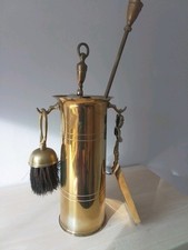 Trench Art shell Case With Lincoln Imp Brass Fireside Companion Set