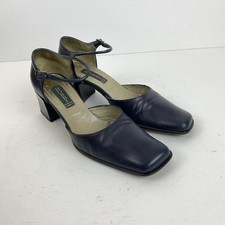 Vintage Hobbs Marilyn Anslem Shoes UK5 EU38 Blue Leather Bar Buckle Open
