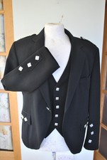 Black Argyll Jacket and Waistcoat 42 R ins.