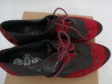 AMAZING QUIRKY DKODE RED BLACK DISTRESSED SWING LEATHER SUEDE SHOES SIZE 41 NEW