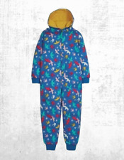 Frugi Kids Snuggle Suit Winter Rainbow Bird Flight Printed Blue/Multi (Defect)