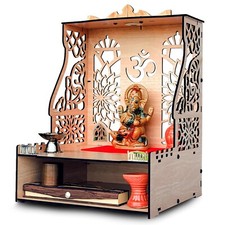 Gajanan Temple Wooden MDF Pooja Mandir for Home, Office, Puja Stand for Floor