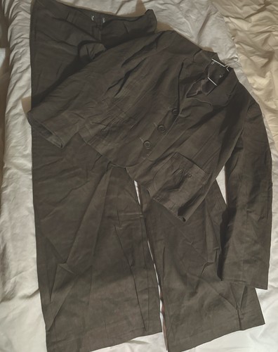 Ladies suit linen khaki - khaki, brown